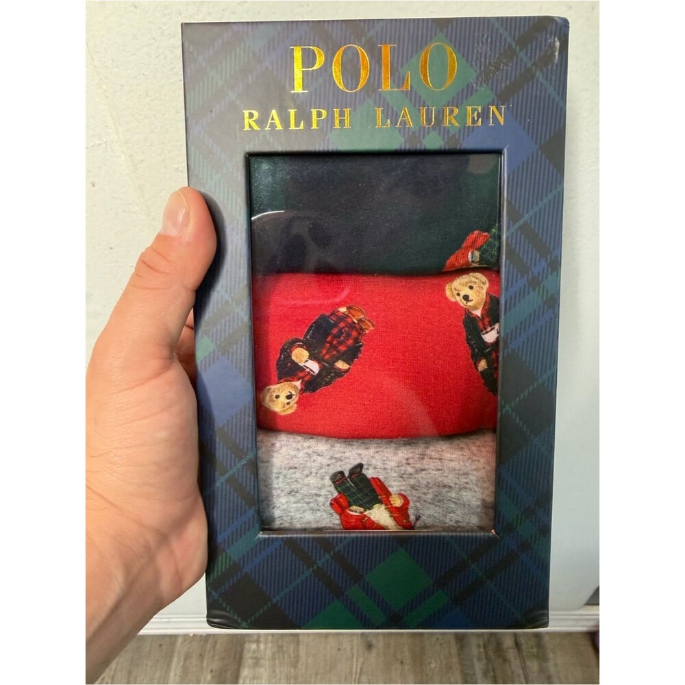 Polo Ralph Lauren Men's 3-Pack Boxer Briefs Holiday Bear Set Size Small NWT